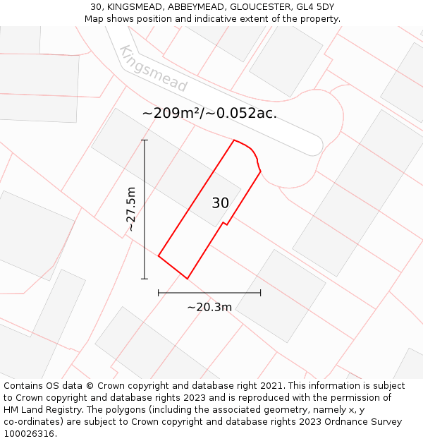 30, KINGSMEAD, ABBEYMEAD, GLOUCESTER, GL4 5DY: Plot and title map