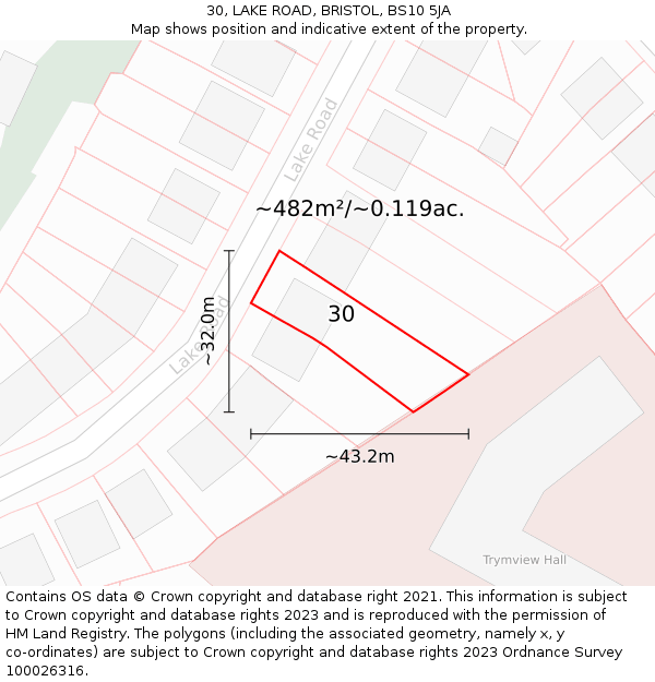 30, LAKE ROAD, BRISTOL, BS10 5JA: Plot and title map