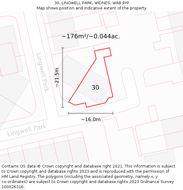 30, LINGWELL PARK, WIDNES, WA8 9YP: Plot and title map