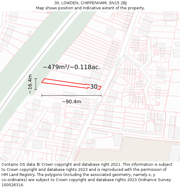 30, LOWDEN, CHIPPENHAM, SN15 2BJ: Plot and title map