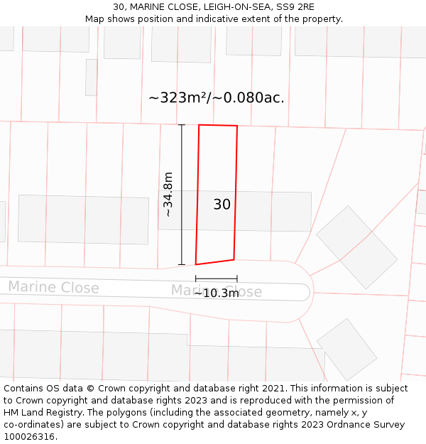 30, MARINE CLOSE, LEIGH-ON-SEA, SS9 2RE: Plot and title map