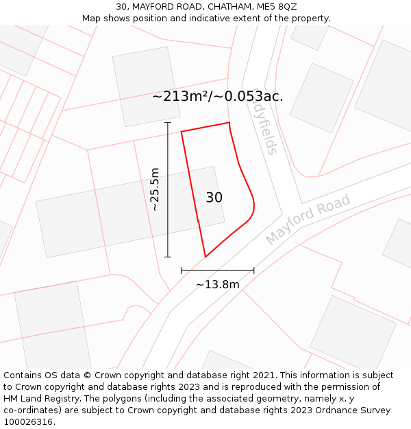 30, MAYFORD ROAD, CHATHAM, ME5 8QZ: Plot and title map