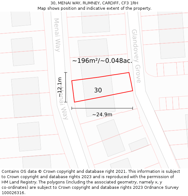 30, MENAI WAY, RUMNEY, CARDIFF, CF3 1RH: Plot and title map