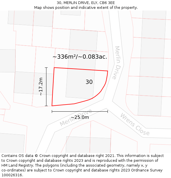 30, MERLIN DRIVE, ELY, CB6 3EE: Plot and title map