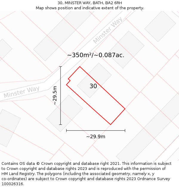 30, MINSTER WAY, BATH, BA2 6RH: Plot and title map