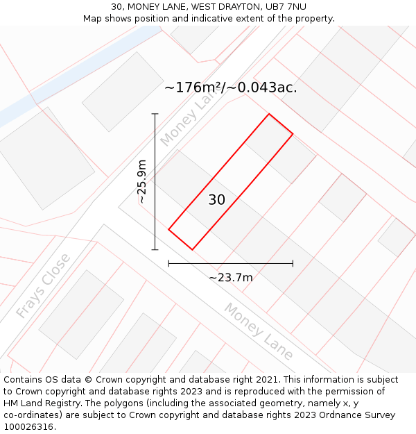 30, MONEY LANE, WEST DRAYTON, UB7 7NU: Plot and title map