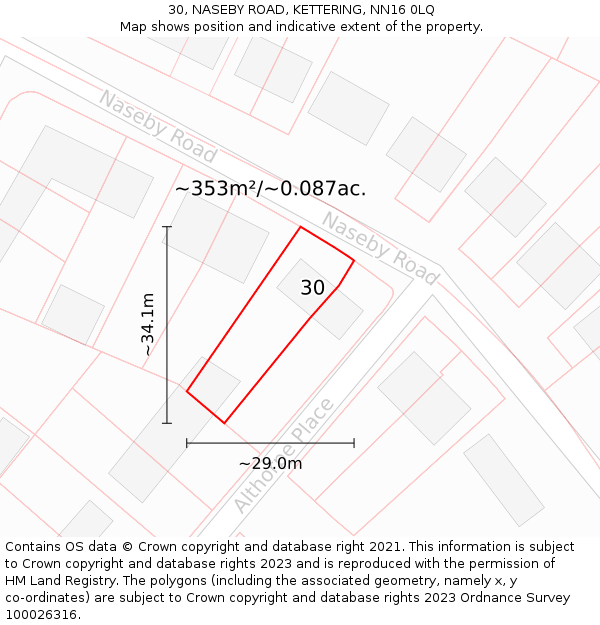 30, NASEBY ROAD, KETTERING, NN16 0LQ: Plot and title map