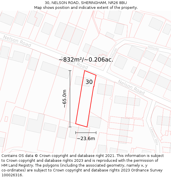 30, NELSON ROAD, SHERINGHAM, NR26 8BU: Plot and title map