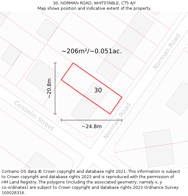30, NORMAN ROAD, WHITSTABLE, CT5 4JY: Plot and title map