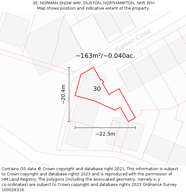 30, NORMAN SNOW WAY, DUSTON, NORTHAMPTON, NN5 6FH: Plot and title map