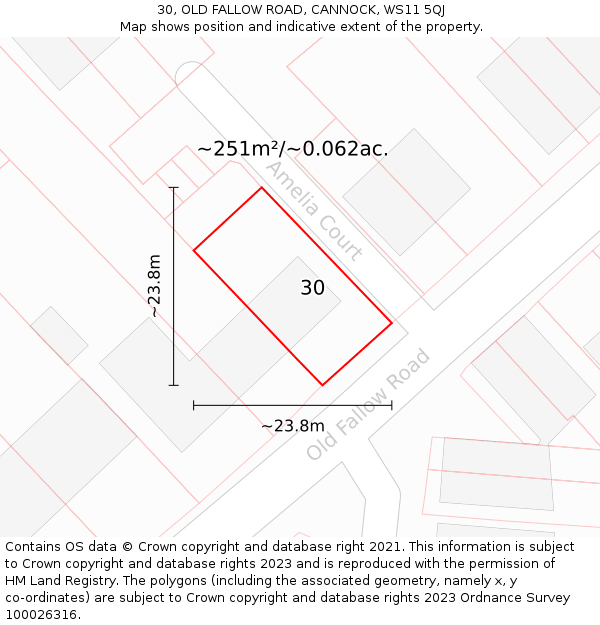 30, OLD FALLOW ROAD, CANNOCK, WS11 5QJ: Plot and title map