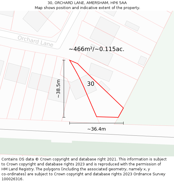 30, ORCHARD LANE, AMERSHAM, HP6 5AA: Plot and title map