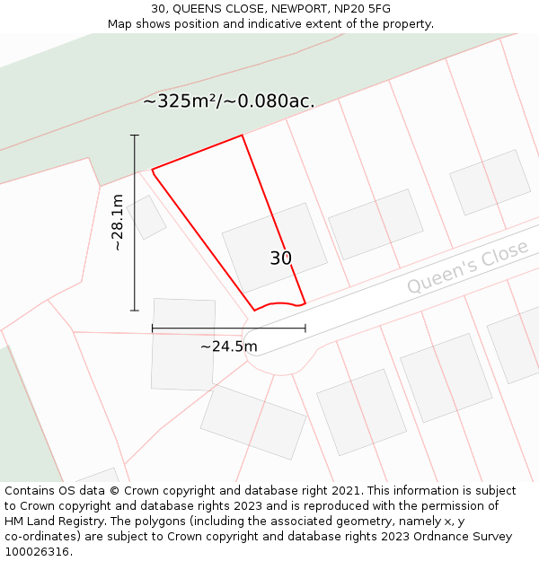 30, QUEENS CLOSE, NEWPORT, NP20 5FG: Plot and title map