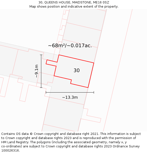 30, QUEENS HOUSE, MAIDSTONE, ME16 0SZ: Plot and title map