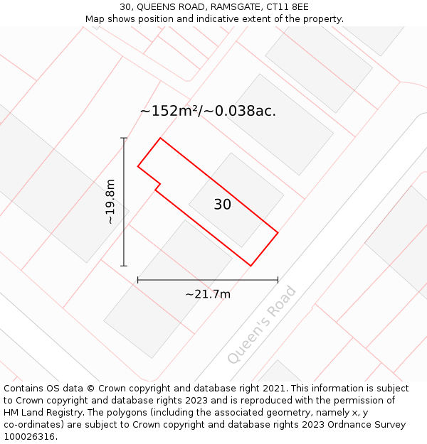 30, QUEENS ROAD, RAMSGATE, CT11 8EE: Plot and title map