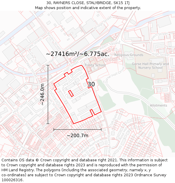 30, RAYNERS CLOSE, STALYBRIDGE, SK15 1TJ: Plot and title map