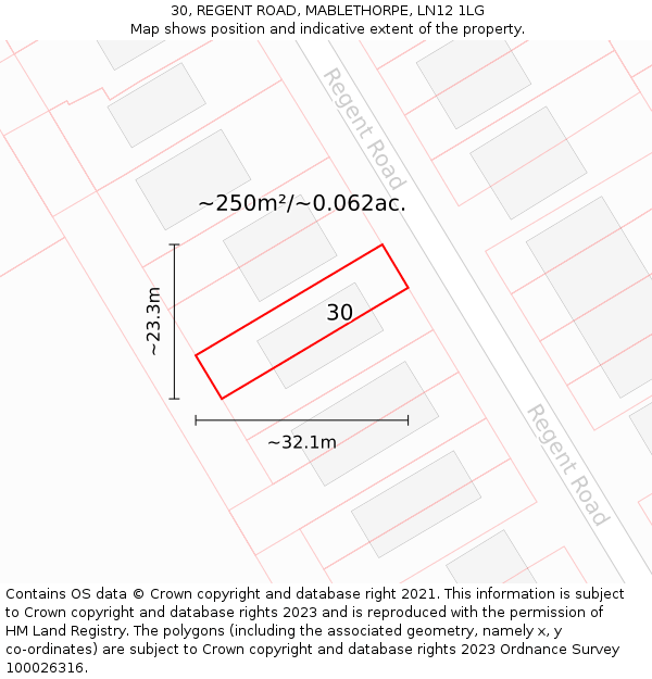 30, REGENT ROAD, MABLETHORPE, LN12 1LG: Plot and title map