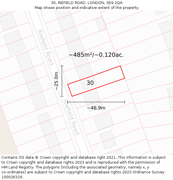 30, RIEFIELD ROAD, LONDON, SE9 2QA: Plot and title map