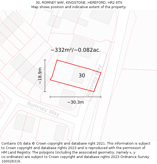 30, ROMNEY WAY, KINGSTONE, HEREFORD, HR2 9TN: Plot and title map