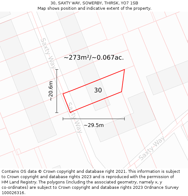 30, SAXTY WAY, SOWERBY, THIRSK, YO7 1SB: Plot and title map