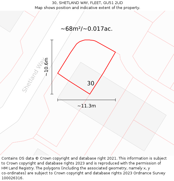 30, SHETLAND WAY, FLEET, GU51 2UD: Plot and title map
