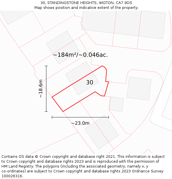 30, STANDINGSTONE HEIGHTS, WIGTON, CA7 9DS: Plot and title map