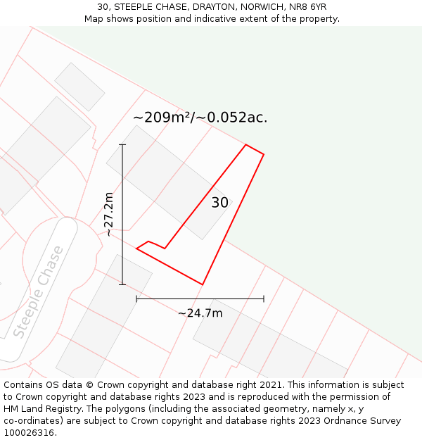 30, STEEPLE CHASE, DRAYTON, NORWICH, NR8 6YR: Plot and title map