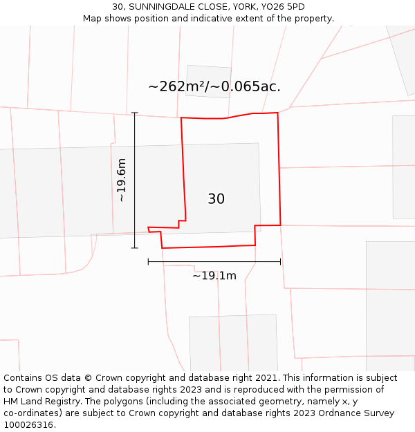 30, SUNNINGDALE CLOSE, YORK, YO26 5PD: Plot and title map
