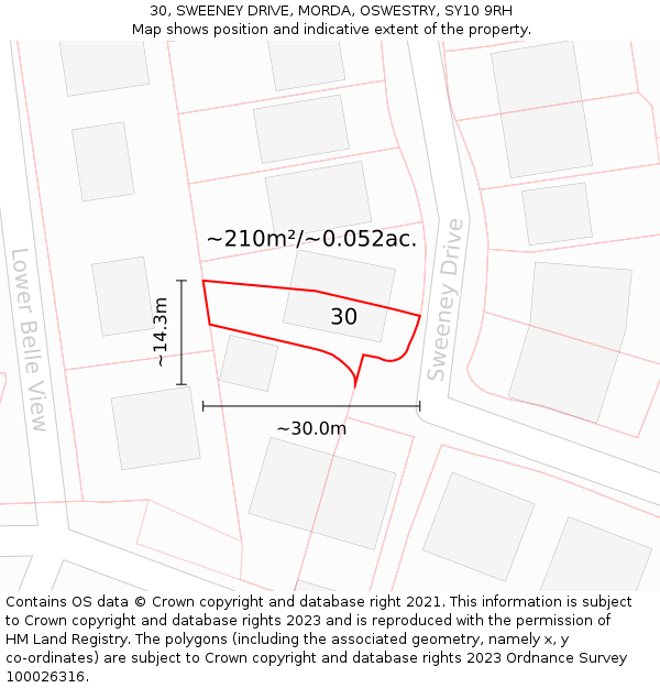 30, SWEENEY DRIVE, MORDA, OSWESTRY, SY10 9RH: Plot and title map