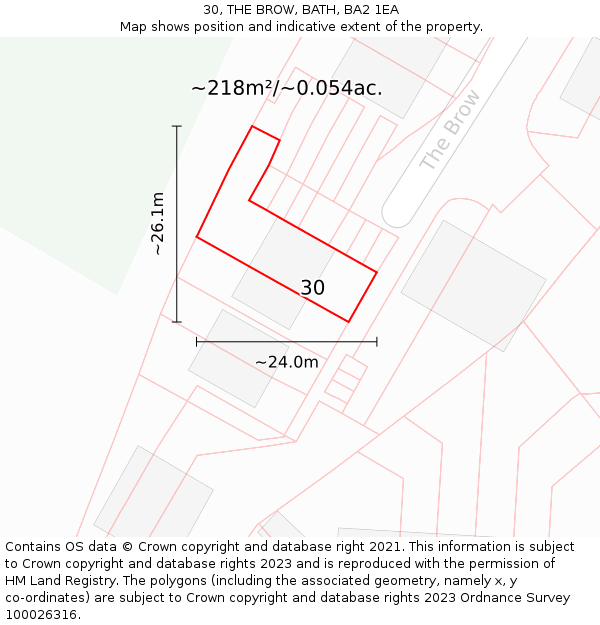 30, THE BROW, BATH, BA2 1EA: Plot and title map