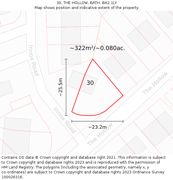 30, THE HOLLOW, BATH, BA2 1LY: Plot and title map