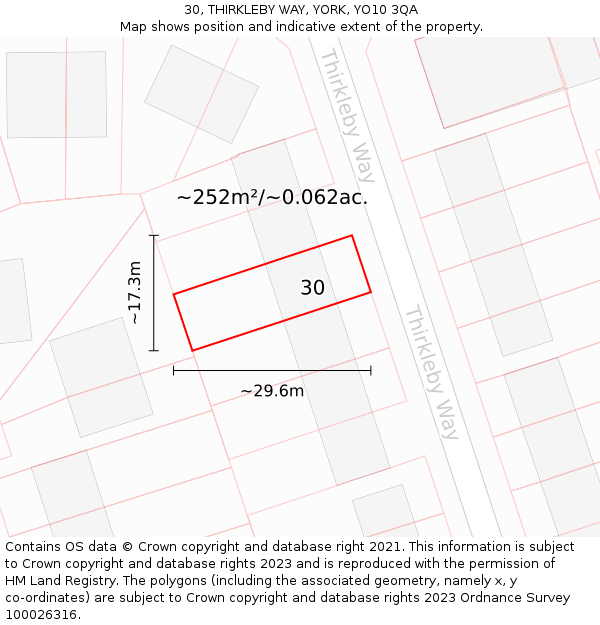 30, THIRKLEBY WAY, YORK, YO10 3QA: Plot and title map