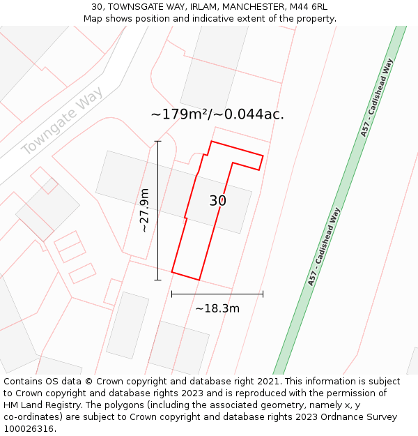 30, TOWNSGATE WAY, IRLAM, MANCHESTER, M44 6RL: Plot and title map