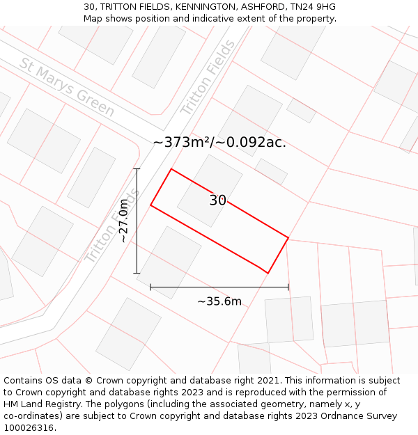 30, TRITTON FIELDS, KENNINGTON, ASHFORD, TN24 9HG: Plot and title map