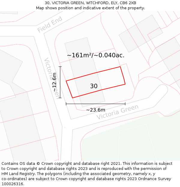 30, VICTORIA GREEN, WITCHFORD, ELY, CB6 2XB: Plot and title map