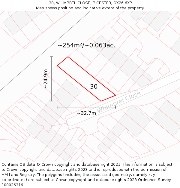 30, WHIMBREL CLOSE, BICESTER, OX26 6XP: Plot and title map