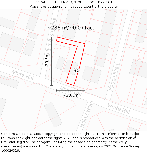 30, WHITE HILL, KINVER, STOURBRIDGE, DY7 6AN: Plot and title map