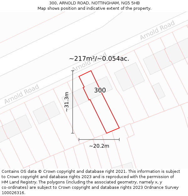 300, ARNOLD ROAD, NOTTINGHAM, NG5 5HB: Plot and title map