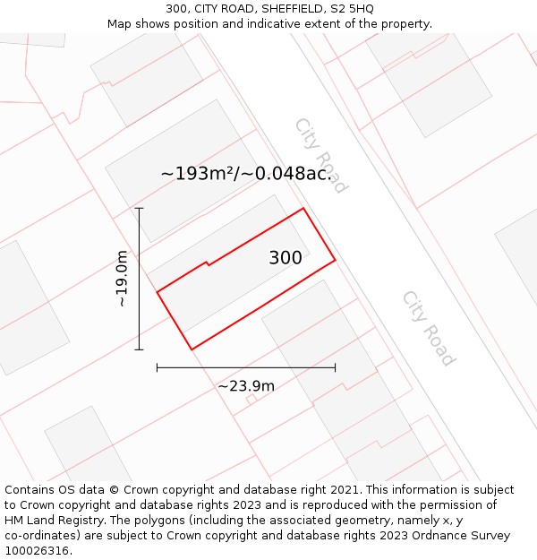 300, CITY ROAD, SHEFFIELD, S2 5HQ: Plot and title map