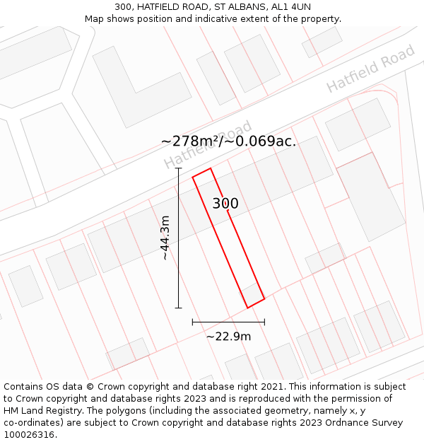 300, HATFIELD ROAD, ST ALBANS, AL1 4UN: Plot and title map