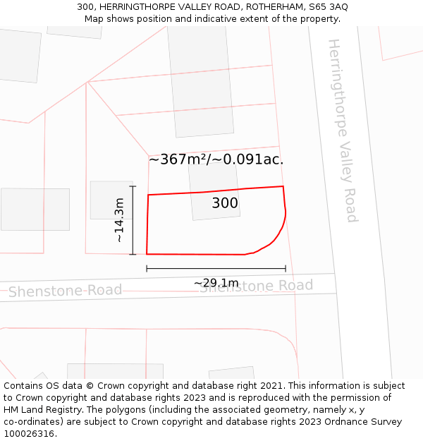 300, HERRINGTHORPE VALLEY ROAD, ROTHERHAM, S65 3AQ: Plot and title map