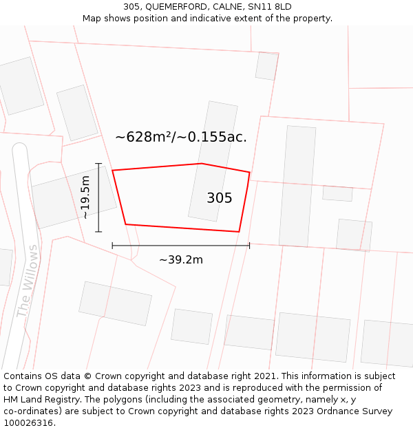 305, QUEMERFORD, CALNE, SN11 8LD: Plot and title map