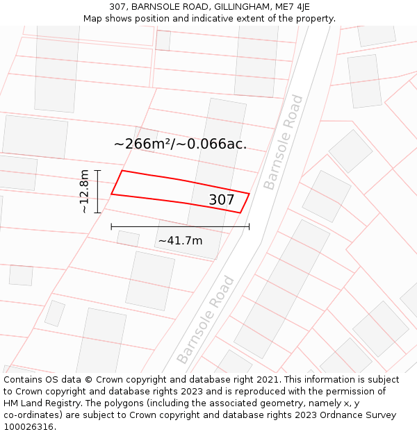 307, BARNSOLE ROAD, GILLINGHAM, ME7 4JE: Plot and title map