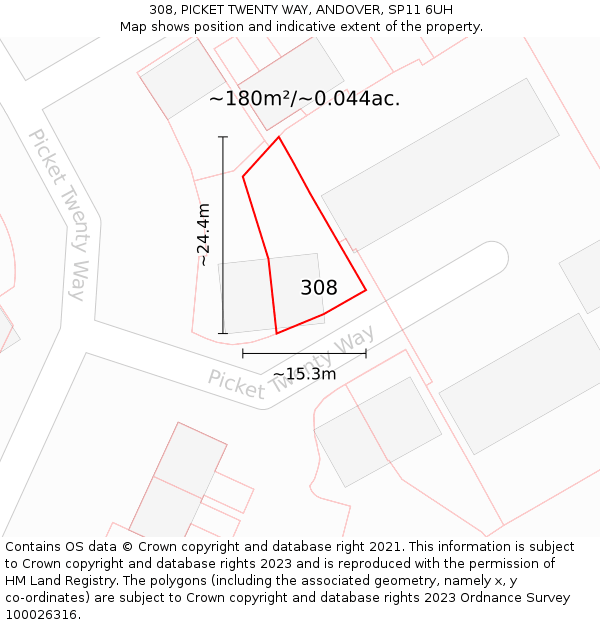 308, PICKET TWENTY WAY, ANDOVER, SP11 6UH: Plot and title map