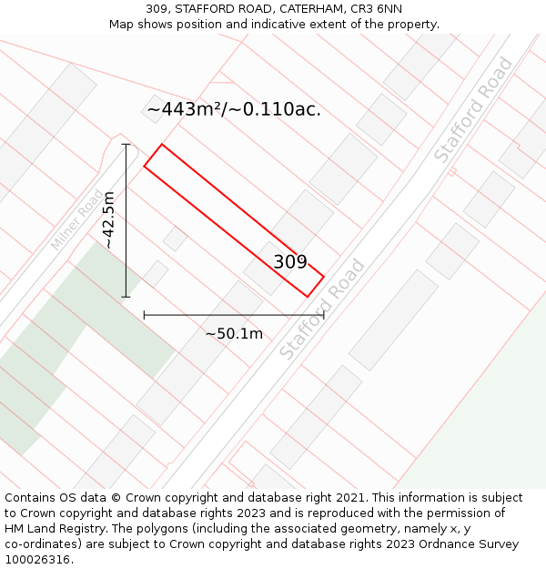 309, STAFFORD ROAD, CATERHAM, CR3 6NN: Plot and title map