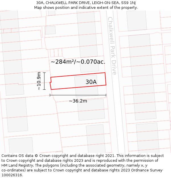 30A, CHALKWELL PARK DRIVE, LEIGH-ON-SEA, SS9 1NJ: Plot and title map