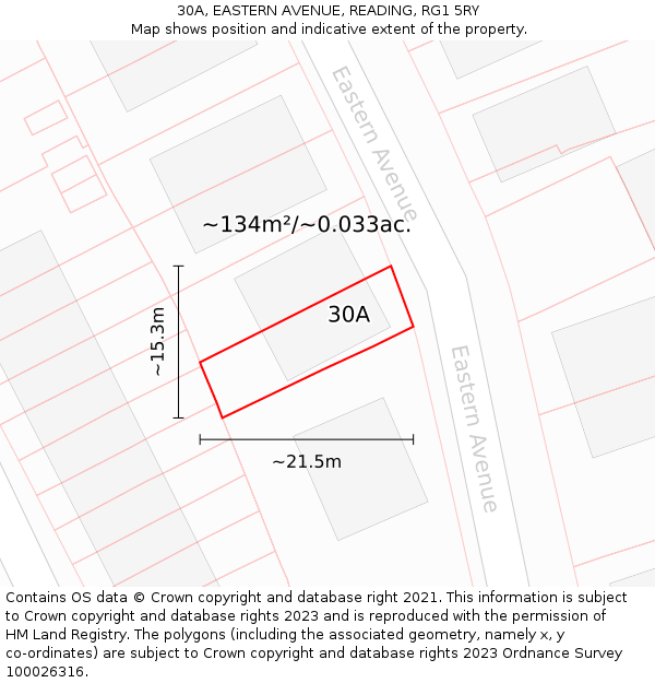 30A, EASTERN AVENUE, READING, RG1 5RY: Plot and title map