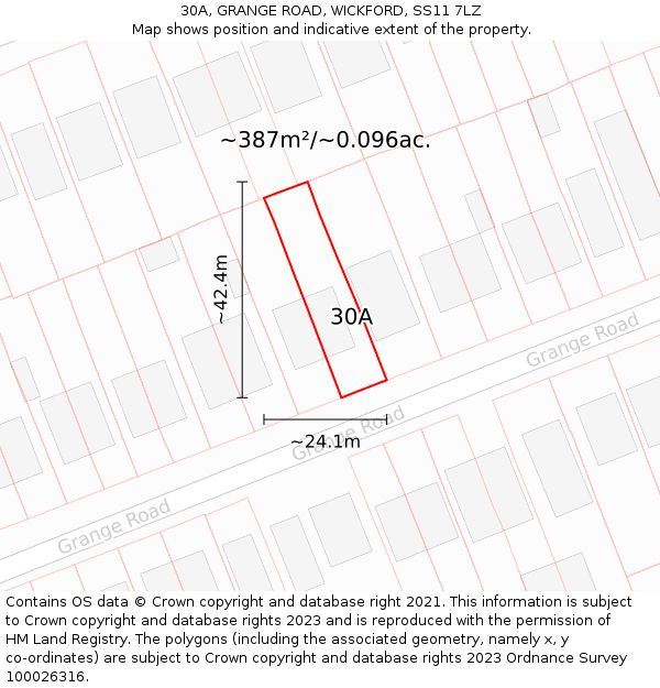 30A, GRANGE ROAD, WICKFORD, SS11 7LZ: Plot and title map