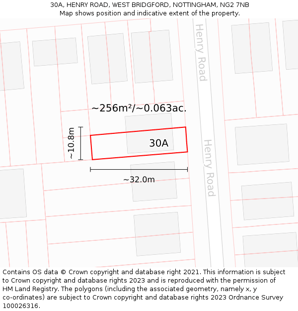 30A, HENRY ROAD, WEST BRIDGFORD, NOTTINGHAM, NG2 7NB: Plot and title map