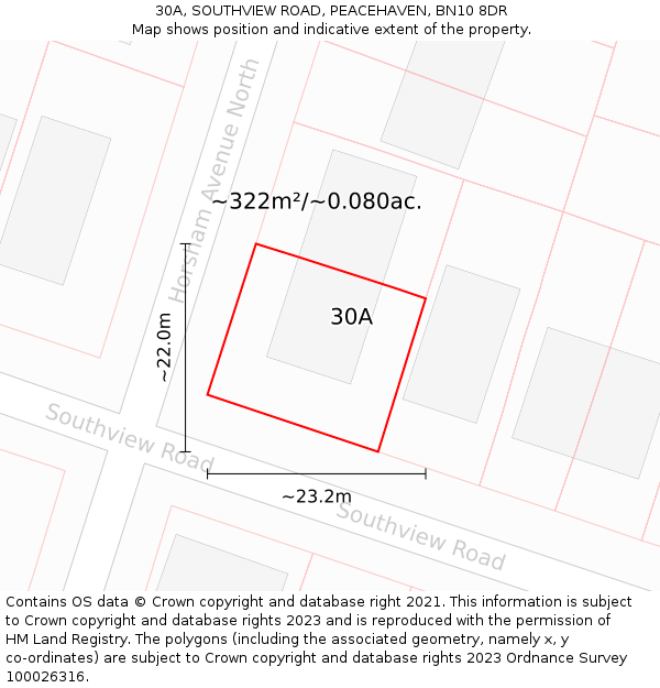 30A, SOUTHVIEW ROAD, PEACEHAVEN, BN10 8DR: Plot and title map